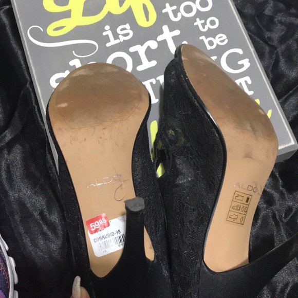 ALDO Corrubio Black laced cut out peep toe, s.7 - Picture 4 of 6